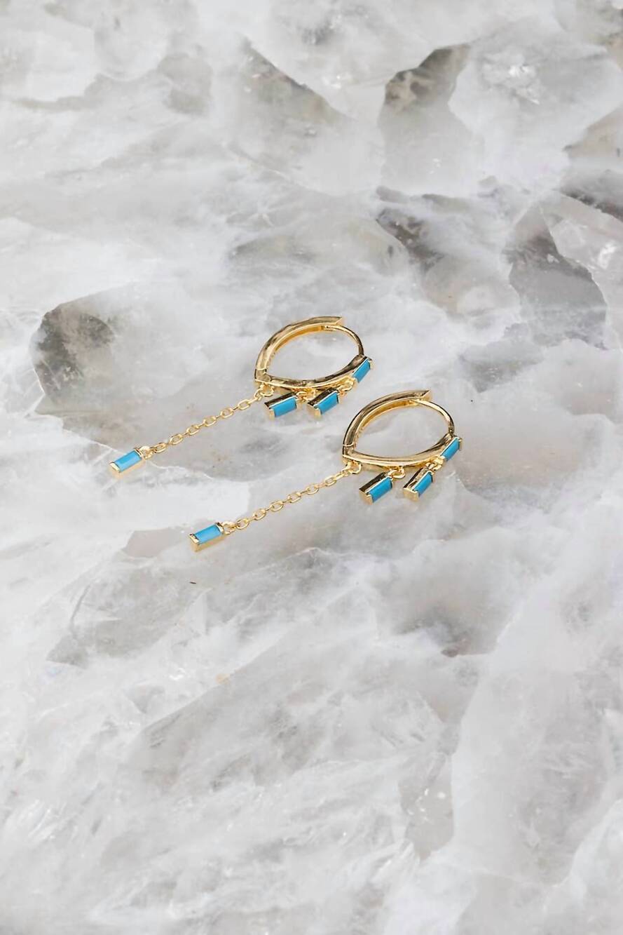 NEW NATIVE GEM women's sparkler huggies earring in turquoise